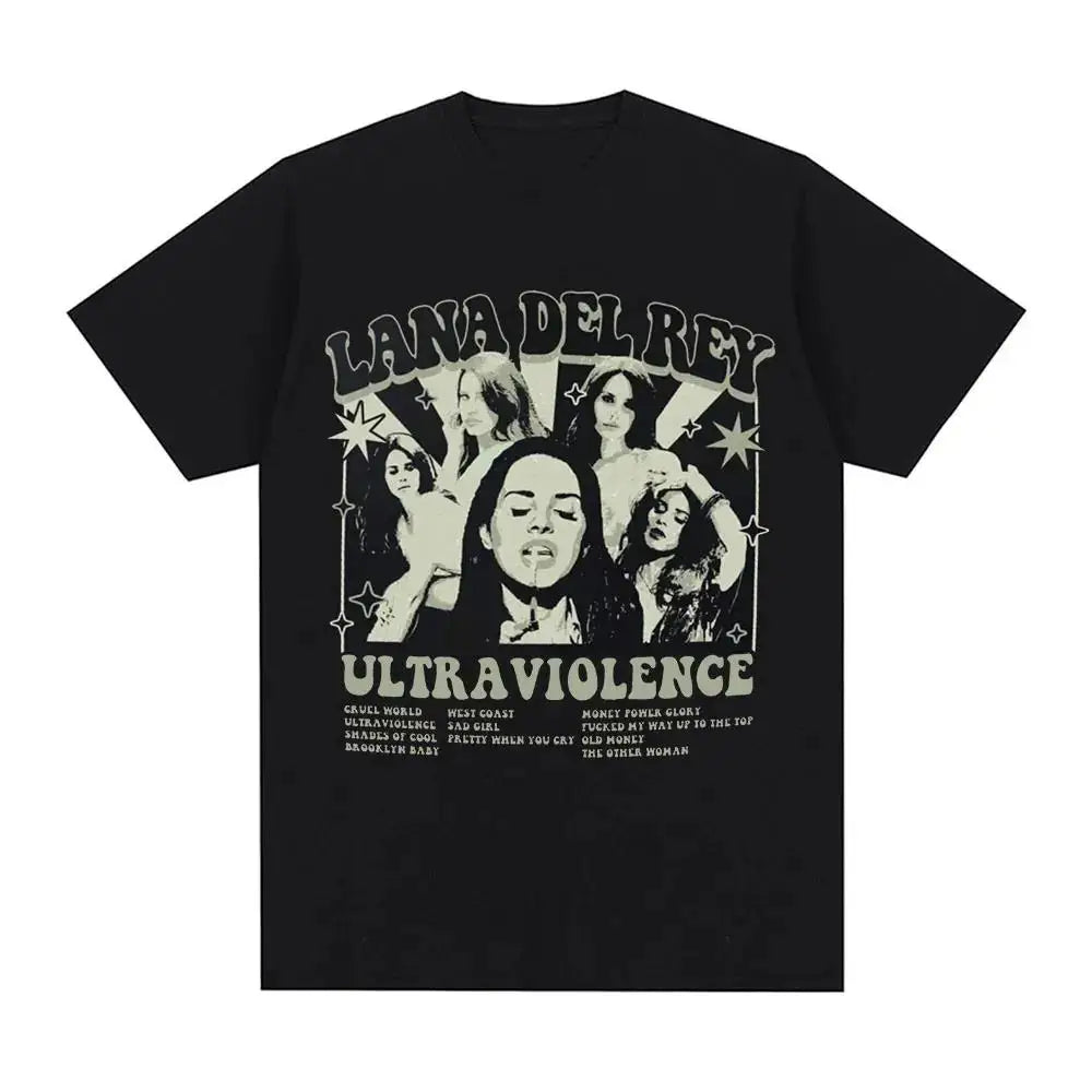 Singer Lana Del Rey Print T Shirt Men Women Fashion Hip Hop Streetwear Harajuku Short Sleeve Plus Size T Shirt Unisex