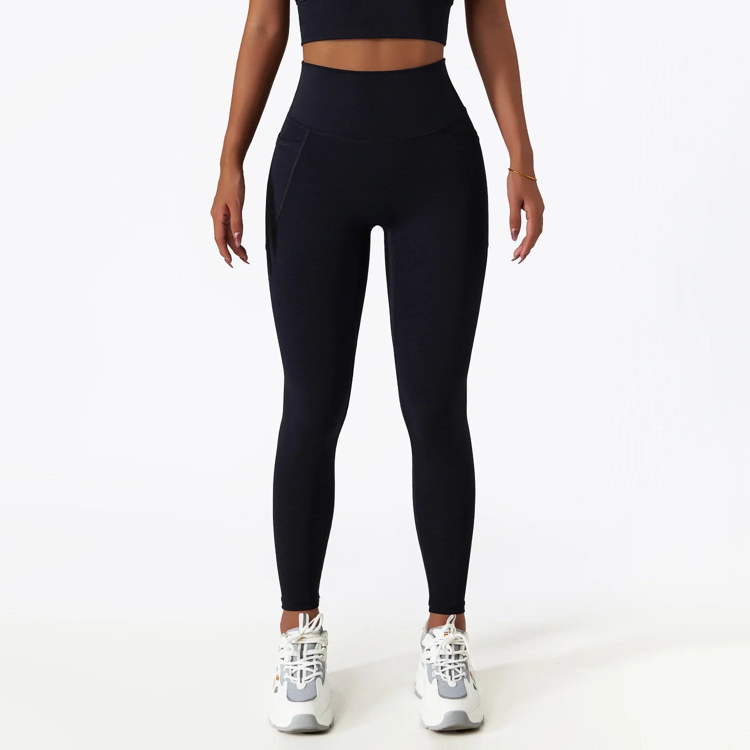 Women's Seamless Leggings Side Pockets Sports High Waist Hip Lifting Tummy Control GYM Tights Workout Fitness Elastic Yoga Pants