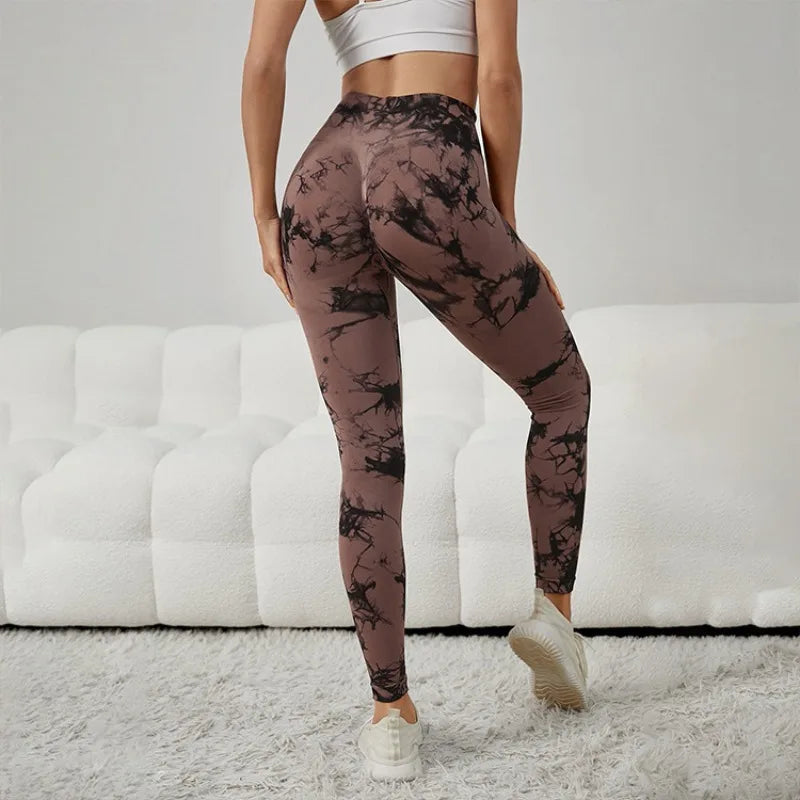 Women's Tie Dye Nine Tenths Leggings High Waist Yoga Pants Soft Stretchy Workout Running Pants Breathable Comfortable