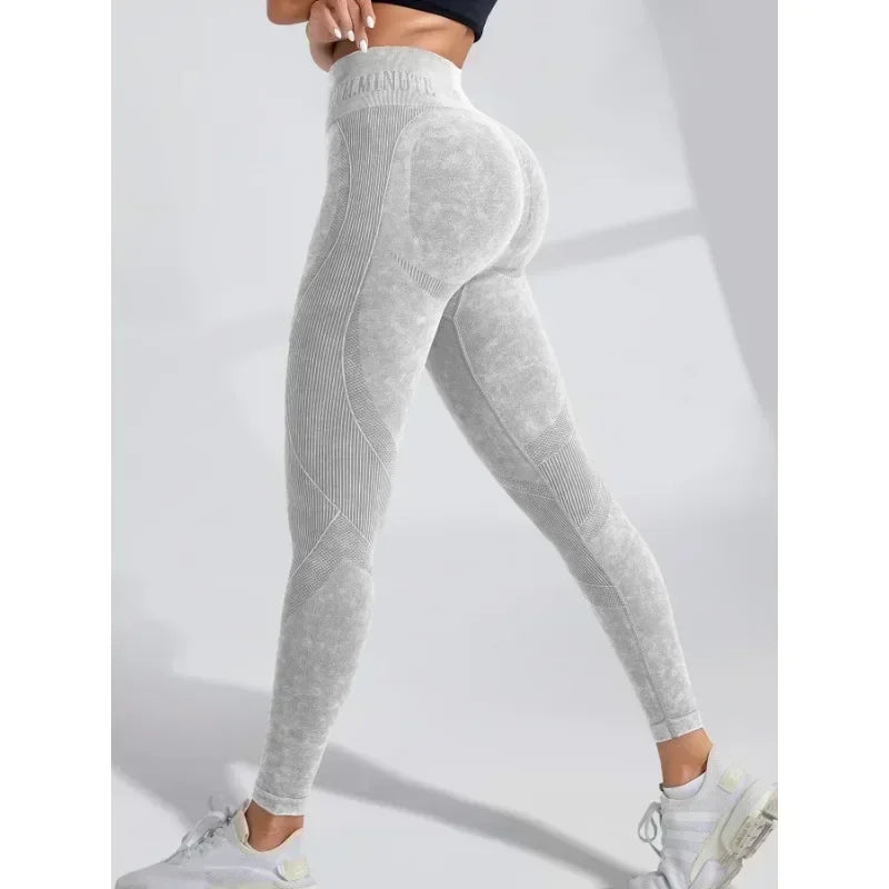CZGUKE high-waisted seamless yoga pants with letter frosting women's butt-lifting slimming leggings elastic sports pants