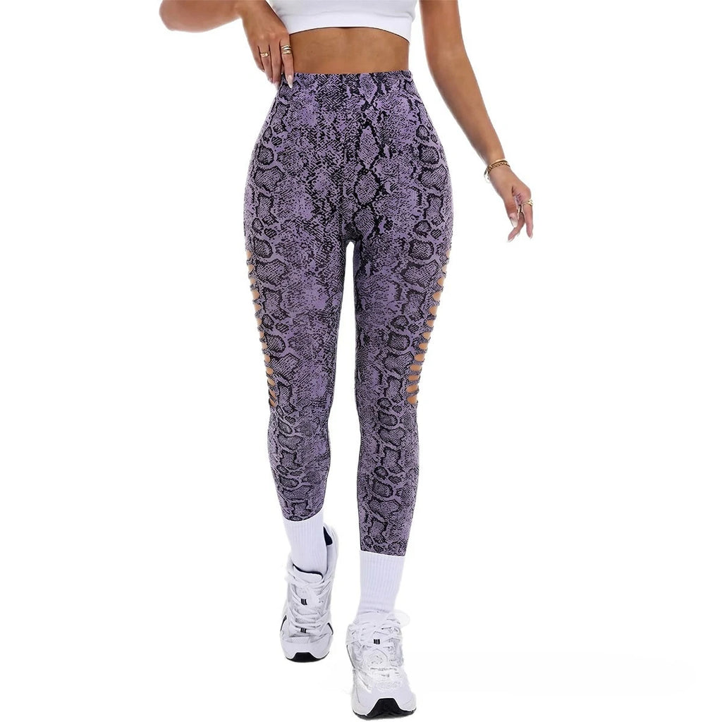 High Waist Seamless Ripped Sports Leggings for Women, Yoga Running Fitness Pants