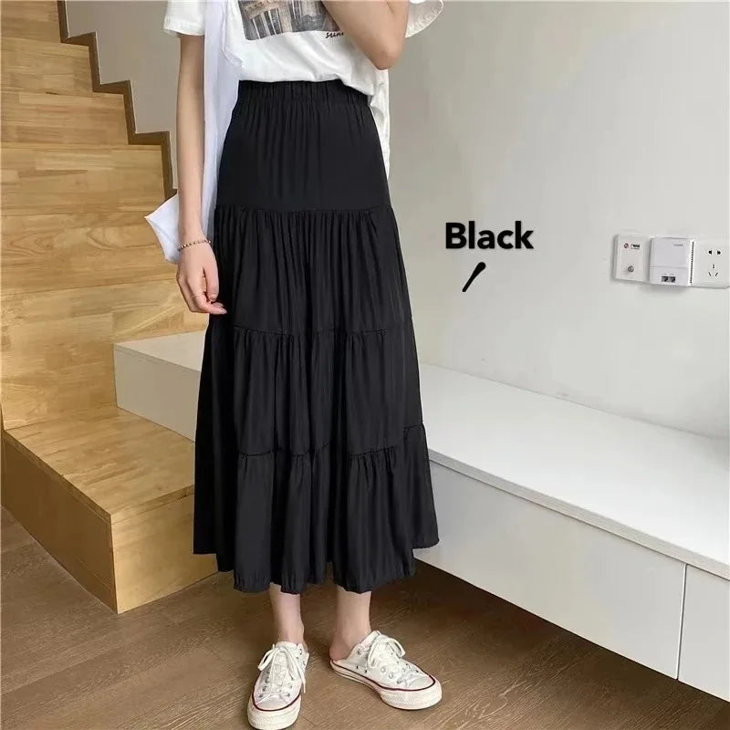 Women's summer fashion temperament tide with high waist skirt loose and thin a line version skirt pleated skirt