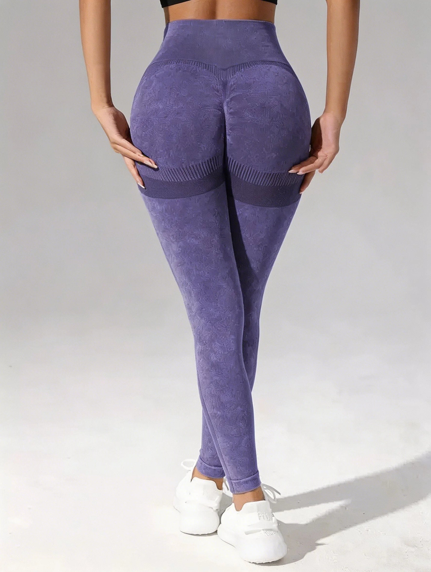 Women's Tie-Dye Seamless Leggings - High-Rise Peach Lift, Matte Texture, Butt Lifting for Yoga Workout
