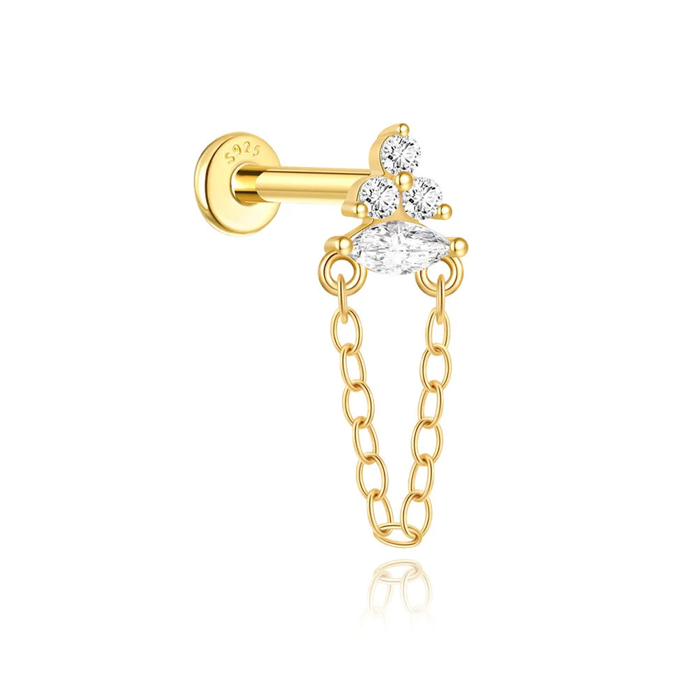 ROXI 925 Sterling Silver Heart/Geometric/ Butterfly Tassel For Women Allergy-proof 18K Gold Plata Piercing bijoux femmes