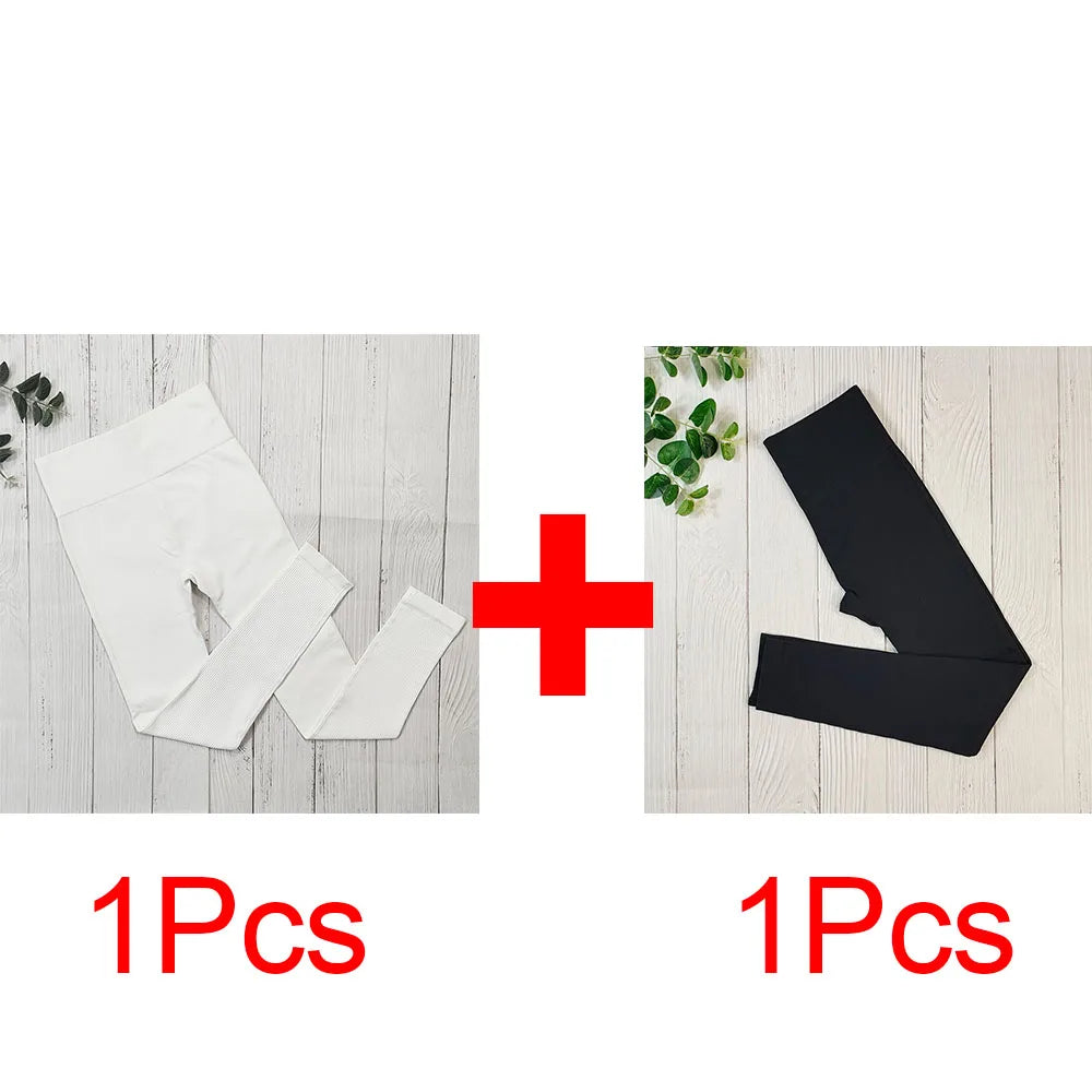 Ribbed Leggings Women Yoga Pants Seamless Scrunch Leggings Sports Tights Ribbed Gym Legging Workout Fitness Pants Female Legins
