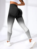 Gradient Hollowout Yoga Pants Seamless Hip Lifting High Waist Slim Gym Leggings Training High Elastic Yoga Tights For Women