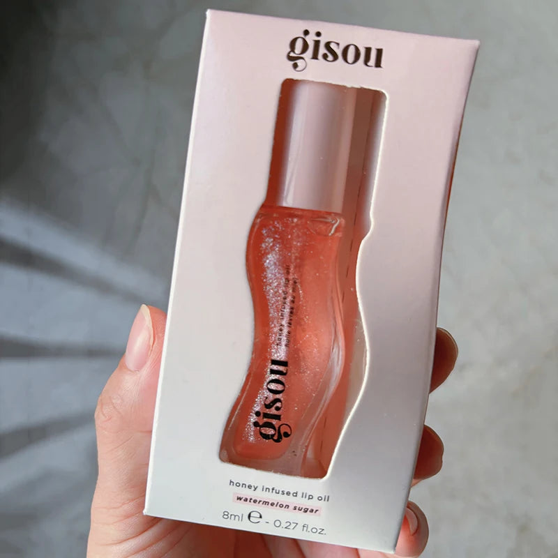 Gisou Watermelon Strawberry Essence Lip Oil Lipstick Long Lasting Moisturizing Reduce Lip Lines Liquid Gloss Makeup Lips Care