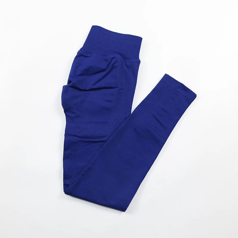 No Logo Sexy V-Back Leggings Seamless Yoga Pants Scrunch Butt Lifting Gym Leggings Low Ribbed Waistband Fitness Sports Tights