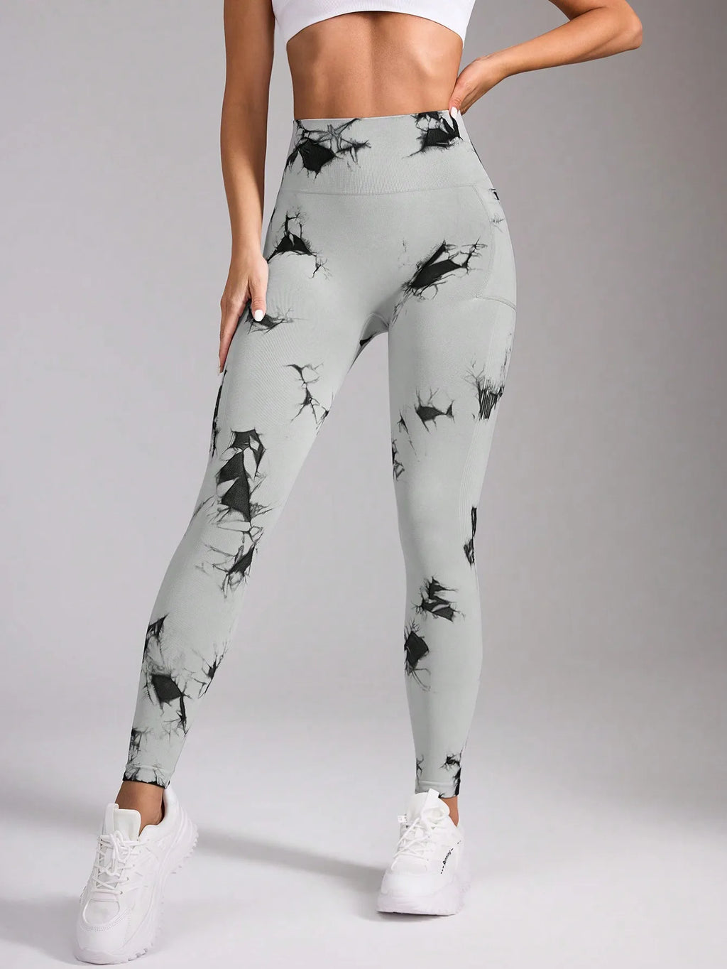 Tie Dye Seamless High Waisted Workout Leggings for Women Scrunch Butt Lifting Yoga Gym Athletic Pants With Pockets