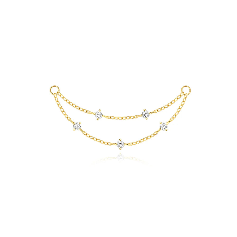 ROXI 925 Sterling Silver DIY 1 Piece Tassel Chain zircon Charms accessory for Women Circle/Piercing Earrings Perforated Jewelry
