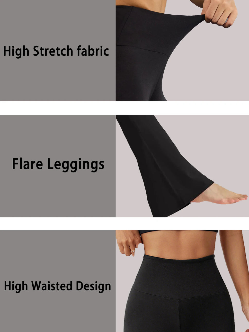 2 pack Women's Super Soft Flare Pants High Waisted Tummy Control Workout Yoga Leggings Bell Bottoms