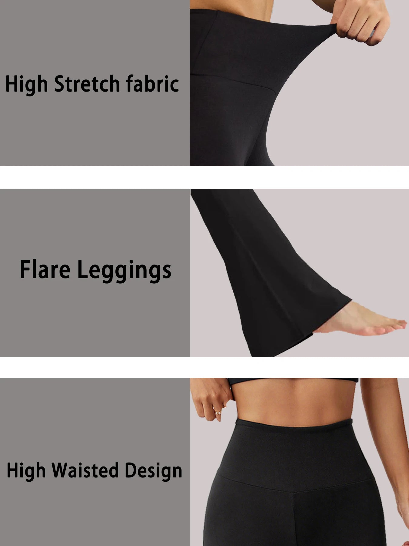 2 pack Women's Super Soft Flare Pants High Waisted Tummy Control Workout Yoga Leggings Bell Bottoms