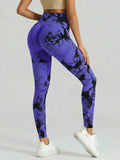 Seamless Tie-Dye Yoga Pants High Waist Peach Booty Leggings for Women - Print Workout Tights Butt Lifting Fitness Cross-Border