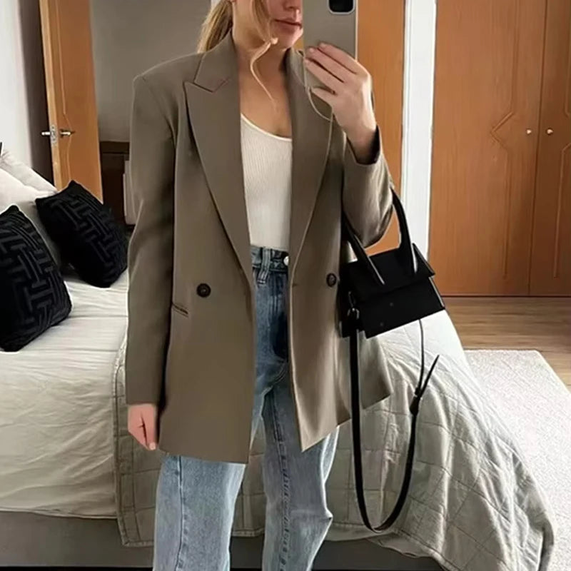 MUJER Women's Tailoring Blazers Straight Office Blazer for Women New in Outerwears Casual Blazer Woman Long Sleeve Lady Jackets