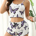 New Butterfly Print Women's Pajama Set Sexy Breathable Sling Pajamas Polyester Two-Piece Set Home Clothes Relaxation Wear