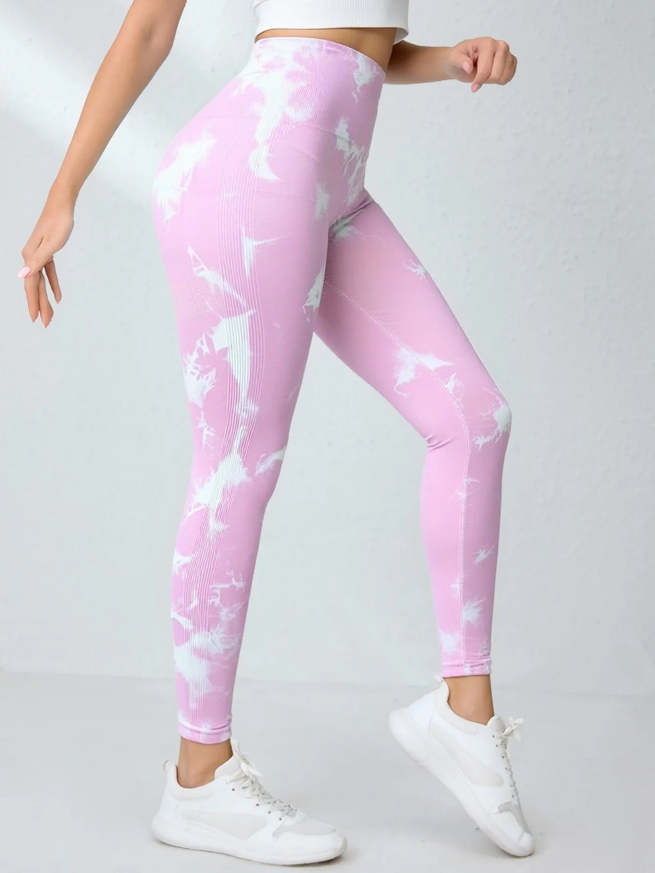 Tie Dye Seamless High Waisted Workout Leggings for Women Scrunch Butt Lifting Yoga Gym Athletic Pants With Pockets