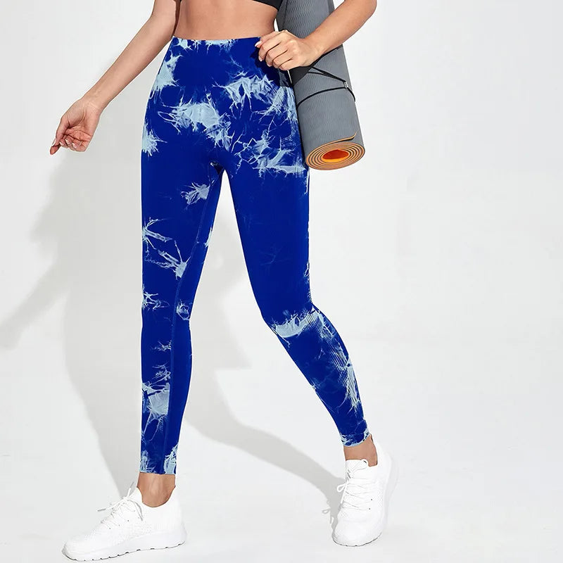 Gutashye Tie Dye Sport Leggings Women Gym Yoga Seamless Pants Sportswear Clothes Stretchy Hip Fitness Legging Activewear