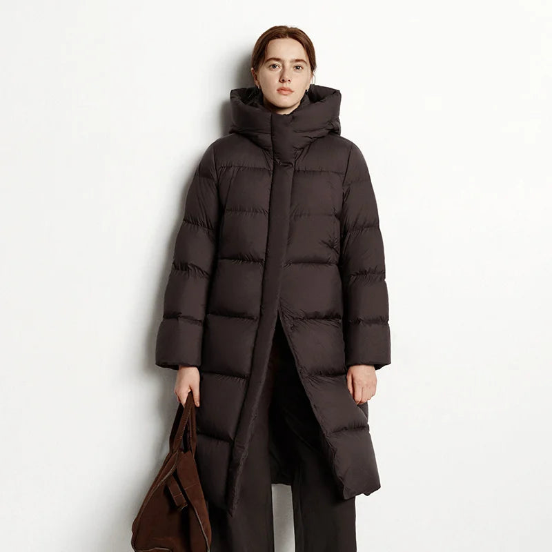 Semir Long Down Jacket Women Waterproof Hooded Coat 2025 Winter New Loose Girls' Jacket Multi-Color Thicken Windbrake Down Coat