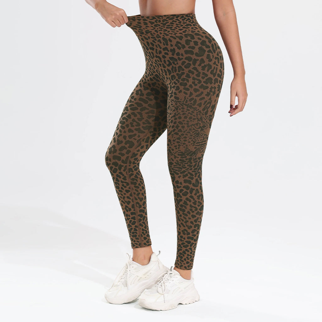 Leopard Print Seamless Yoga Pants High Waist Tummy Control Butt Lifting Sports Leggings Leggings Workout Tights for Women