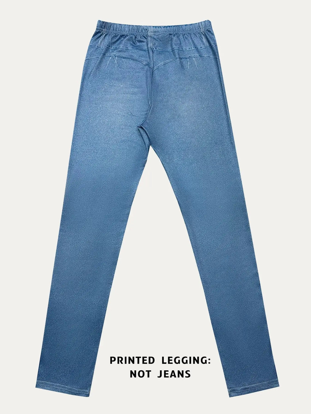 【Non-Denim】Women's Faux Denim Print Leggings, Sports Casual Skinny Pants, Thin Soft Skin-Friendly Yoga Pants, All Seasons Wear L