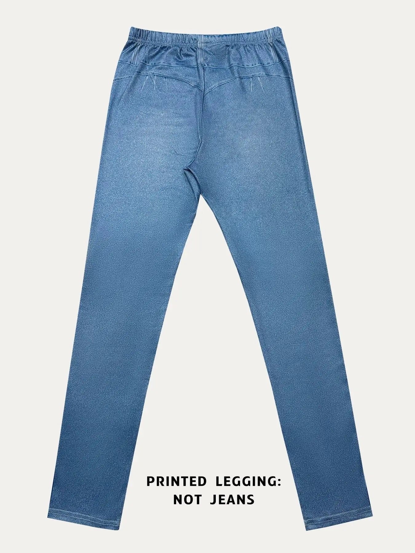 【Non-Denim】Women's Faux Denim Print Leggings, Sports Casual Skinny Pants, Thin Soft Skin-Friendly Yoga Pants, All Seasons Wear L
