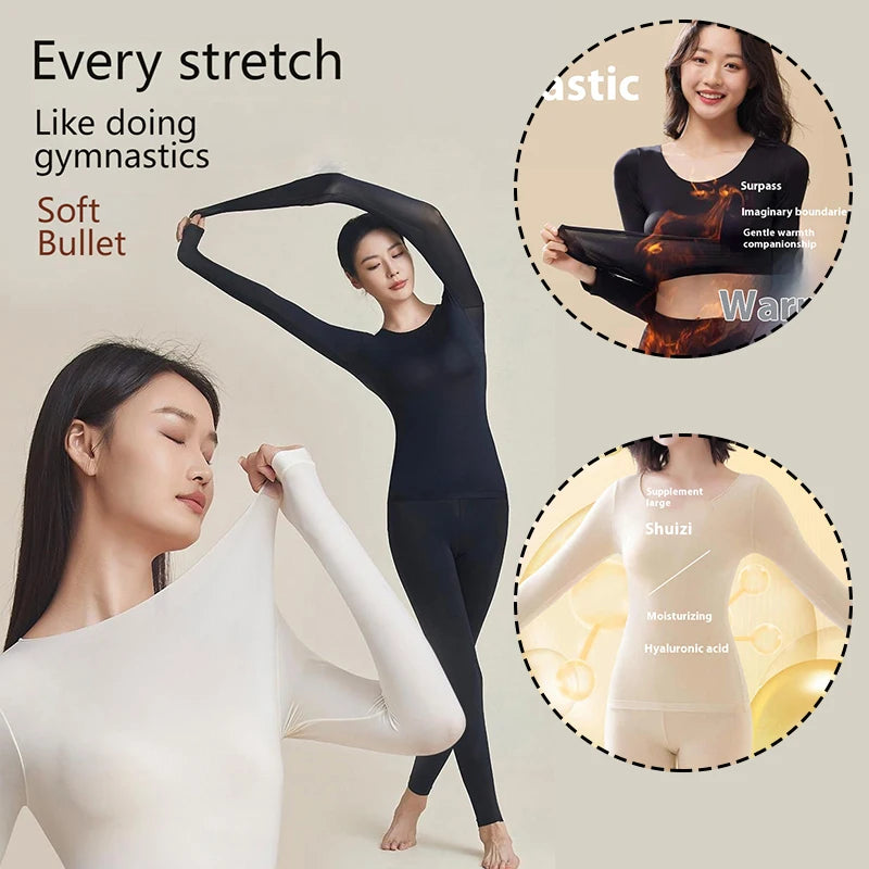 1/2Pcs Flarixa Seamless Thermal Underwear Set Women First Layer Thermal Top Long Johns Suit Winter Thermo Clothing Ladies Thin