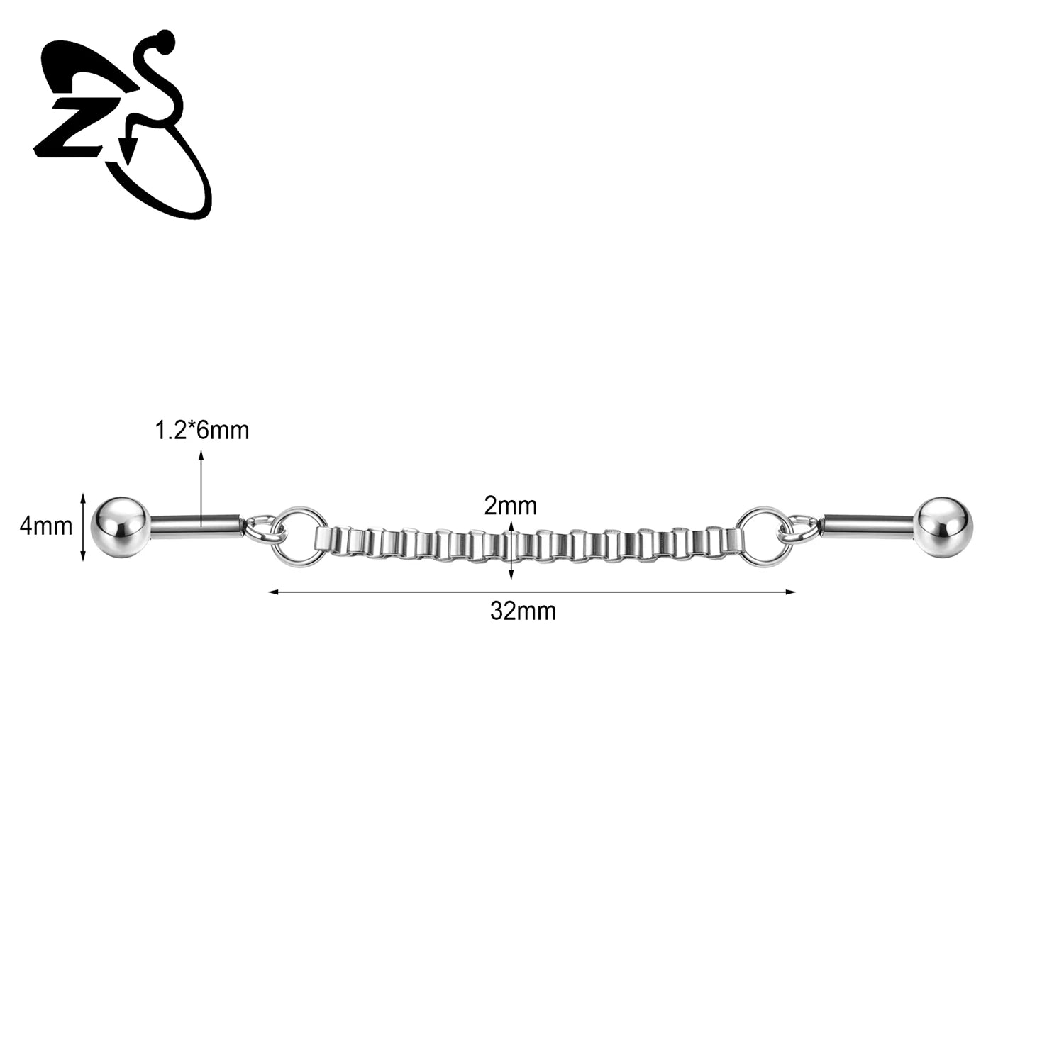 ZS 1 Piece 14/16G Stainless Steel Long Industrial Barbell Ring 22-52MM Butterfly Cat Cartilage Helix Earring Piercings Jewelry