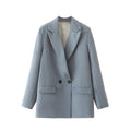 Women Chic Office Lady Double Breasted Blazer Vintage Coat Fashion Notched Collar Long Sleeve Ladies Outerwear Stylish Tops
