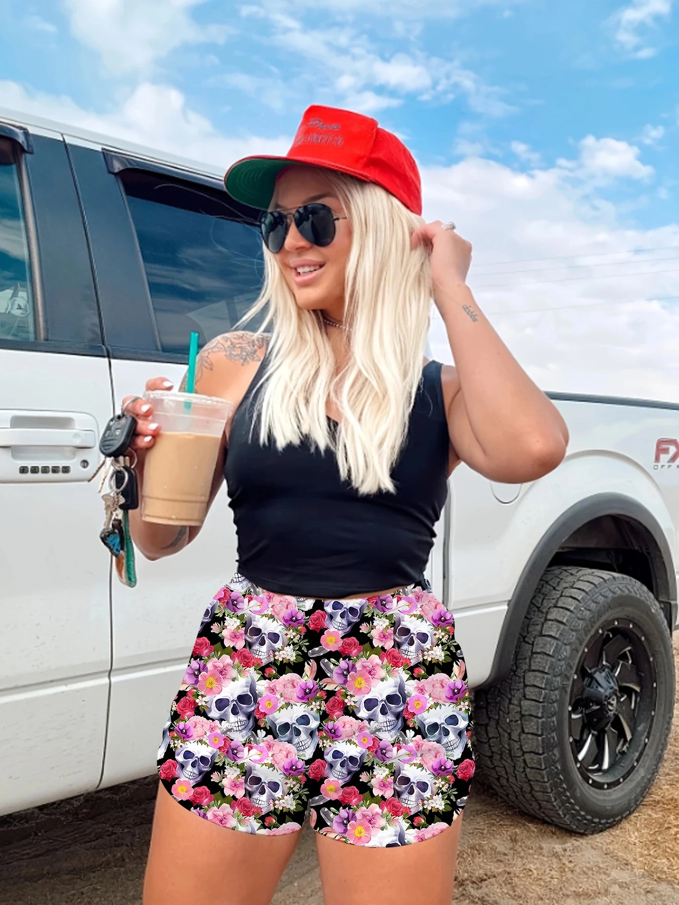 Women's Cute Floral Print Shorts Summer Elastic Waist Loose Casual Beach Shorts  Aesthetic Colorful Flower Print Lounge Short