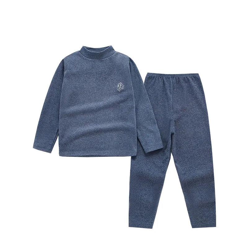 Thermal Underwear Top+Pant 2-Piece Set Boys Girls Sleepwear Cartoon Fish Pajama Suit Kid Autumn Winter Clothes 3-14 Years
