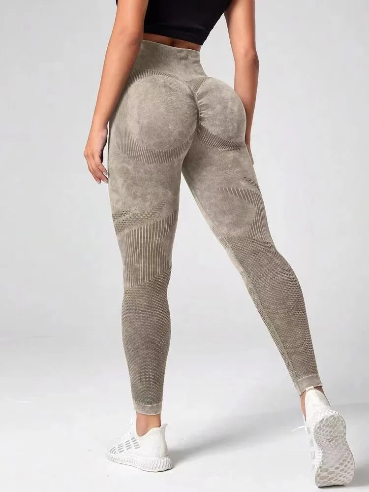 Women Leggings Washing Yoga Pants Push Up Fitness Leggings Hip Lift High Waist Scrunch Tights Seamless Pants