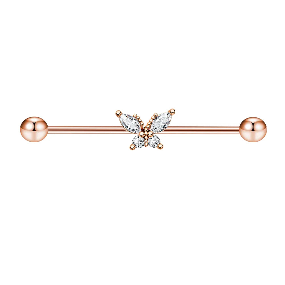 316L Surgical Steel Industrial Barbell Earrings Heart Arrow for Women Men Helix Conch Cartilage Piercing Jewelry 38mm 14g Bar