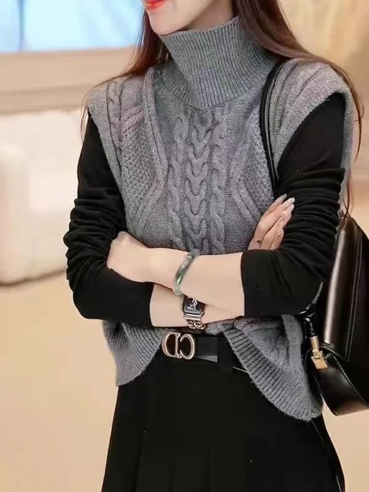Female Sweater Loose Cardigan Women's Knitted Vest Gray Waistcoat Wear To Work Cheap Clothes Clothing Sales Trend 2025 Crochet