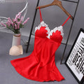 Hot Summer Women Silk Robe Dress Babydoll Nightdress Solid V-neck Sexy Lingerie Nightgown Sleepwear