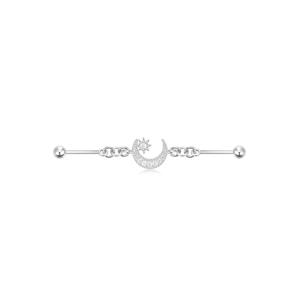 CANNER 925 Sterling Silver Devil's Eye Five Petals Zircon Chain Barbell Piercing Women Ins Butterfly Octagonal Star Earring