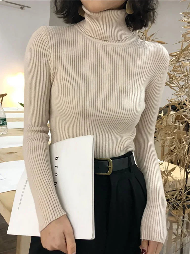 Womens Autumn Winter Tops 2026 Turtleneck Sweater Korean Slim Women Pullover Jumper Knitted Sweater Pull Femme Hiver Truien