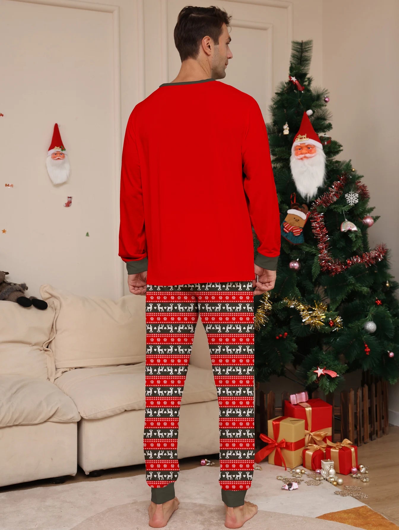 Mom Dad Kids 2 Pieces Pajamas Set Baby  Casual Loose Sleepwear Xmas Family Look Pyjamas Christmas Family Matching Outfits
