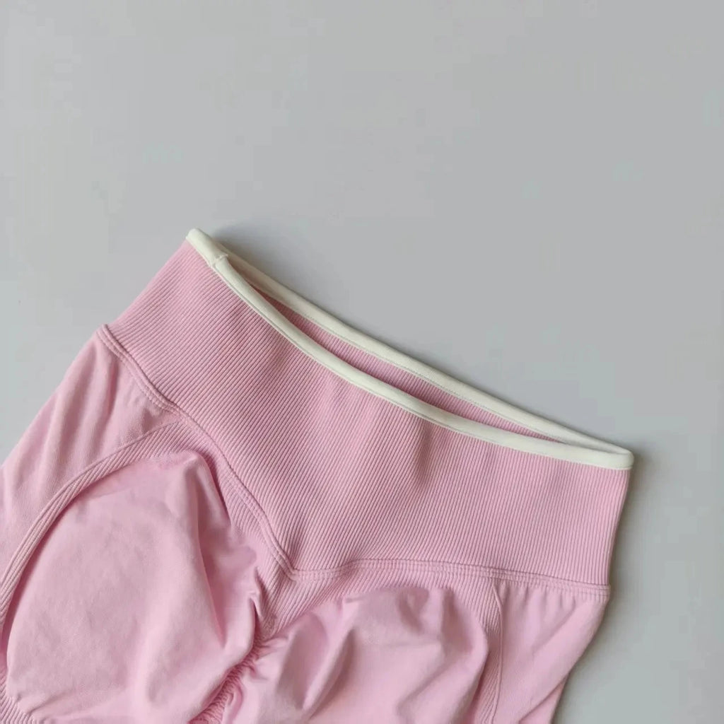 Women's Seamless Gym Solid Color Sports Pants White Edge Waist Tight High Waist Hip Lifting Yoga Pants Running Exercise Pants
