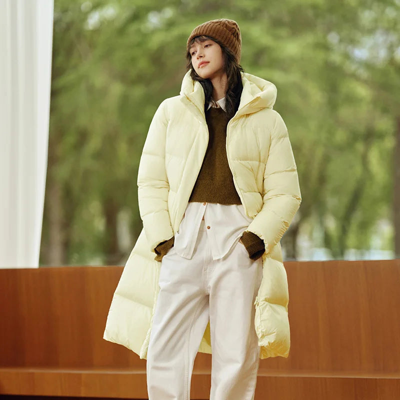 Semir Long Down Jacket Women Waterproof Hooded Coat 2025 Winter New Loose Girls' Jacket Multi-Color Thicken Windbrake Down Coat