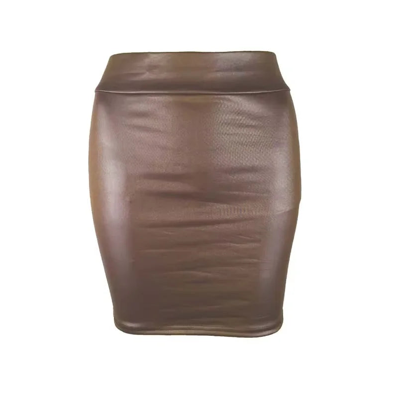 Leather Matte Slim Mini Sexy Fashion PU Hot Short High Waist Skirt Korean Nightclub Streetwear Wholesale Clothes 7ST