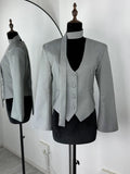 Tuularose Single Breasted Coat Women's V Neck Scarf With Long Sleeve Waist-Cinching Blazer Jacket Lady Casual Slim Commute Coat