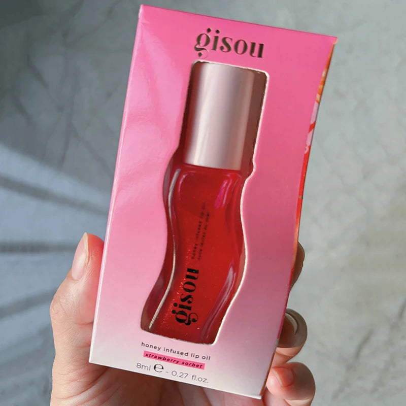 Gisou Watermelon Strawberry Essence Lip Oil Lipstick Long Lasting Moisturizing Reduce Lip Lines Liquid Gloss Makeup Lips Care