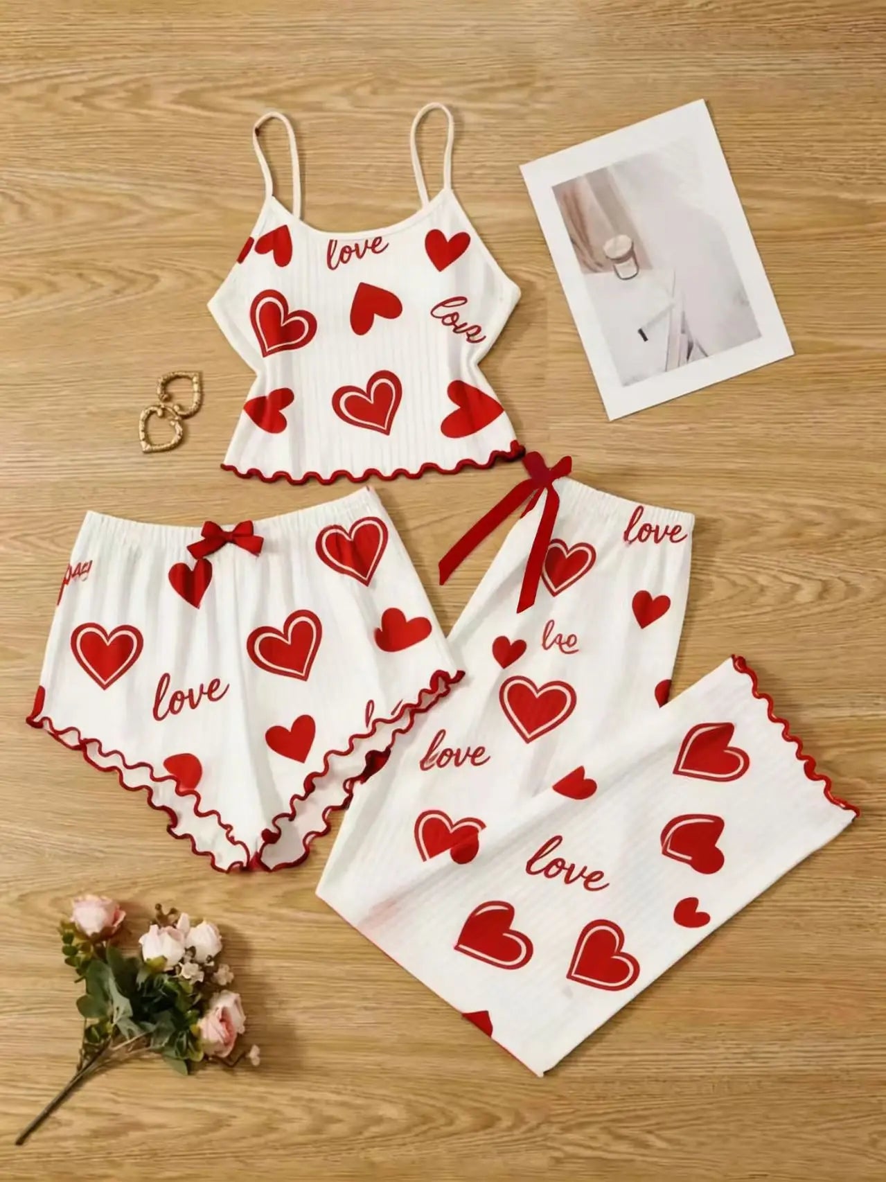 3PCS underwear shorts long shorts Women Pajama Suit Fashion U-Neck  Sexy Lingerie Pyjamas Sleep Shorts Set Sleepwear New