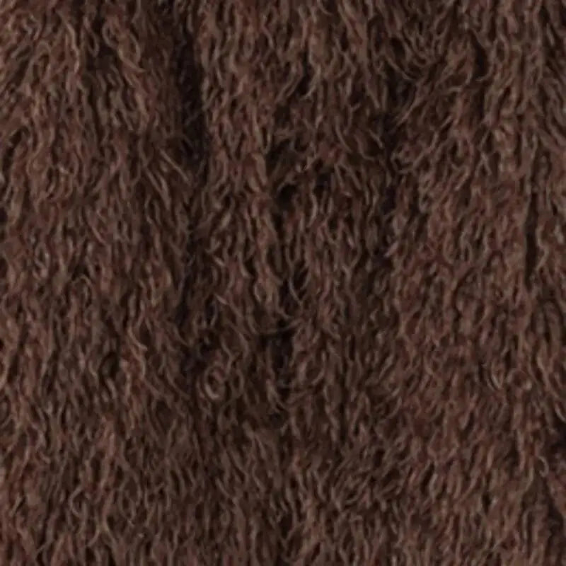 DEAT Fashion Brown Faux Fur Coat Women's Round Neck Loose Long Sleeves Thick Plush Short Jacket Winter New 7A1041
