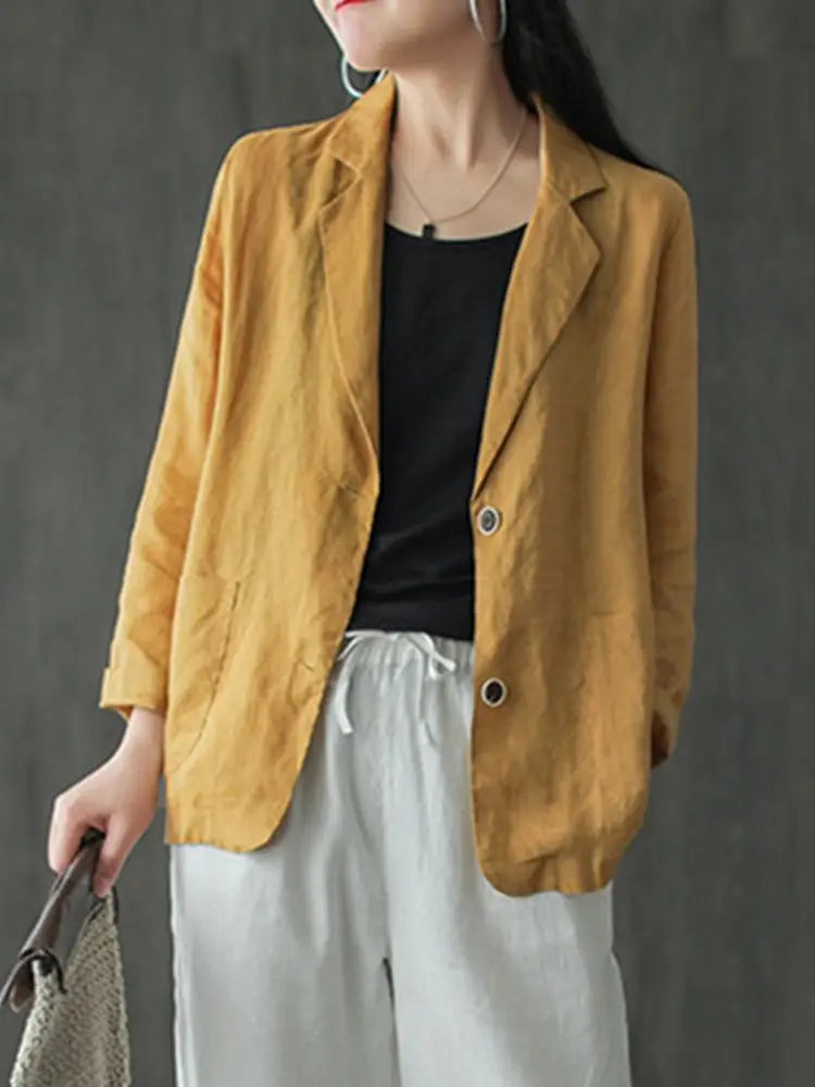 Elegant Solid Blazer Women Autumn Overcoats ZANZEA 2023 Casual Long Sleeve Single Button Coats Female Lapel Outwears Oversized