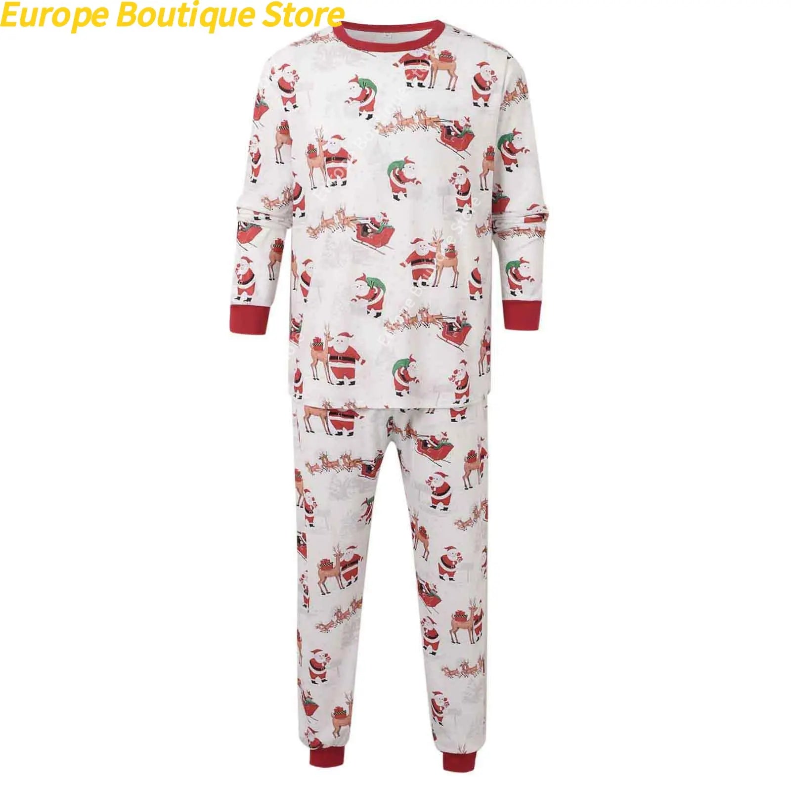 Mom Dad Kids Christmas Print Pajamas Set 2 Piece Pyjama Xmas Family Look Sleepwear Xmas Family Matching Outfits Pjs Loungewear
