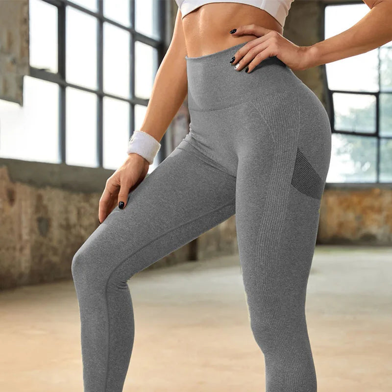 High Waist Yoga Leggings Women Seamless Knit Pants Gym Piltates Trainning Sexy Hip Liftting Stretchy Skiiny Sports Leggings