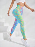 3D Printing Seamless Peach Tie Dye Yoga Pants  Push Up Workout Sports Legging High Waist Tights Ladies Fitness Clothing