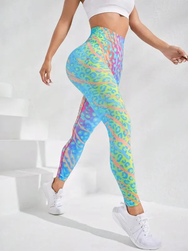3D Printing Seamless Peach Tie Dye Yoga Pants  Push Up Workout Sports Legging High Waist Tights Ladies Fitness Clothing