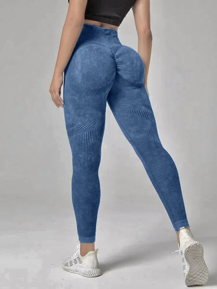 Women Leggings Washing Yoga Pants Push Up Fitness Leggings Hip Lift High Waist Scrunch Tights Seamless Pants